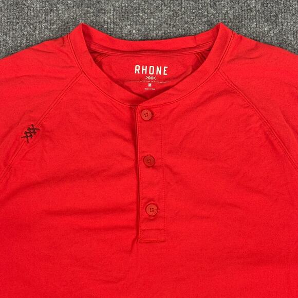 Rhone Henley Shirt Men's Medium Long Sleeve Red - Picture 3 of 8